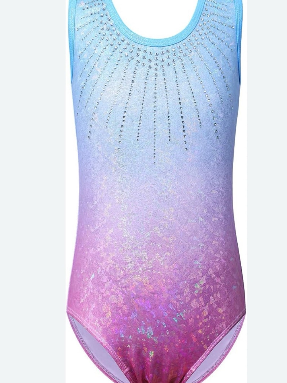 Girls Blue to Pink Ombre Sparkle Gymnastics Leotard Sz CL